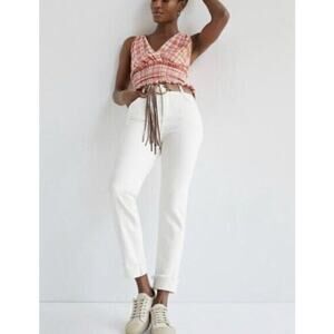 Anthropologie Pilcro White High Rise Cigarette Raw Hem Ankle Crop Jeans Size 31